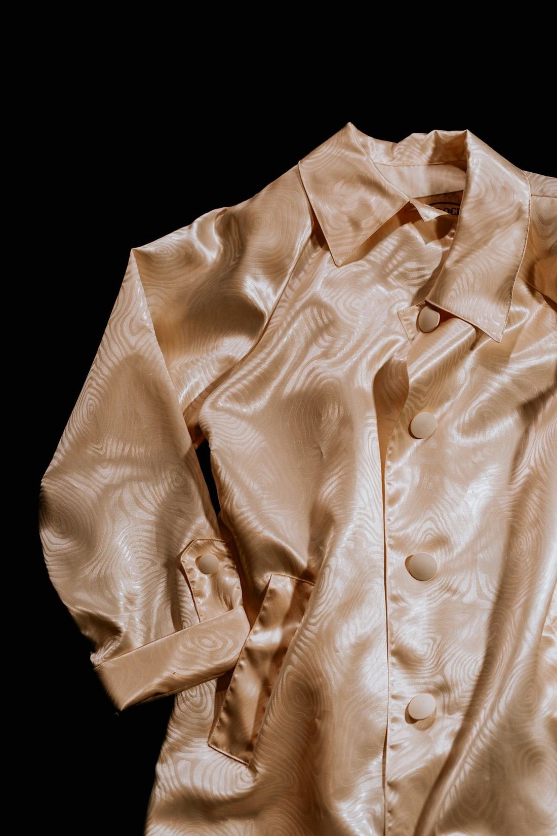 Satin Shirt — Sandwashed satin, champagne