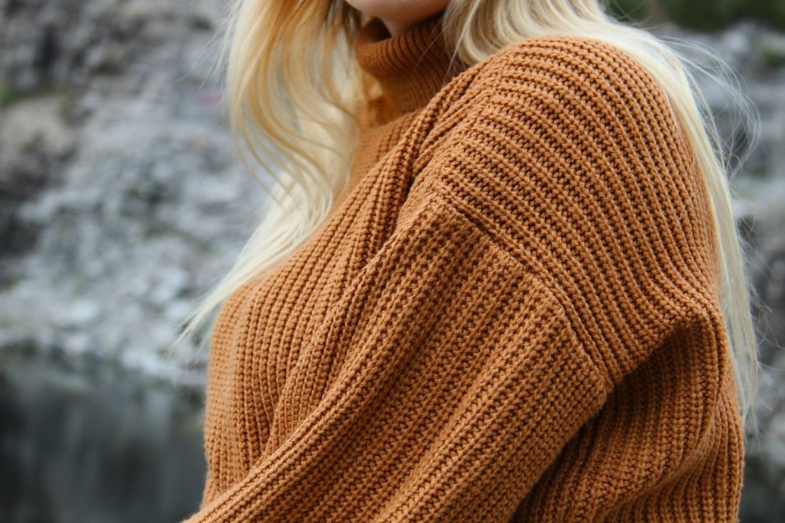 Ribbed Knit Sweater — Merino wool, caramel