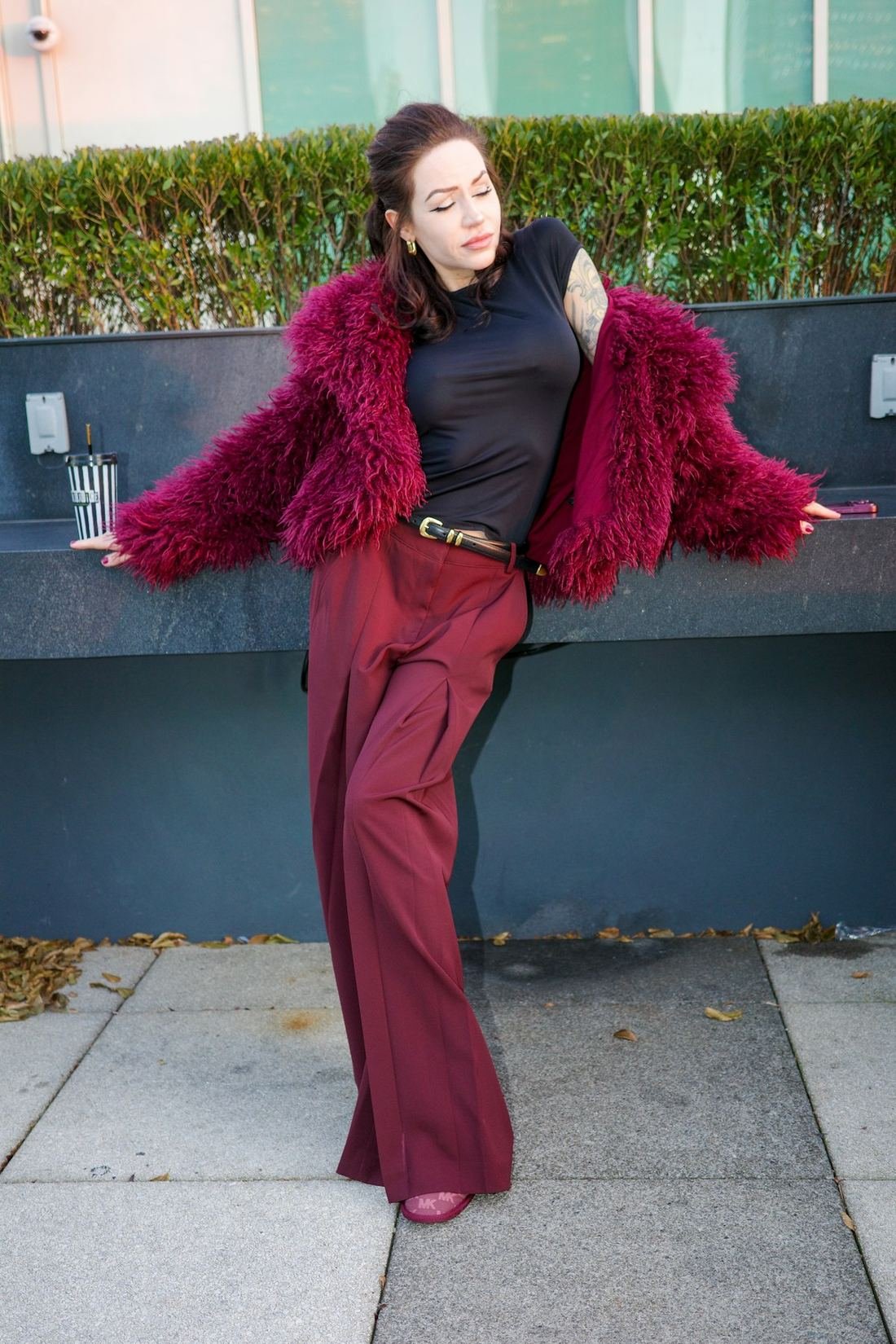 Statement Faux-Fur Coat — Recycled faux fur · Magenta